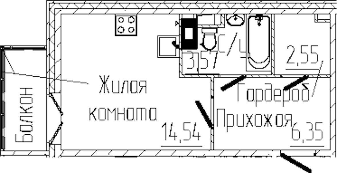 Квартира студия 27.98 м², 2/6 эт., ЖК «SERTOLOVO PARK»